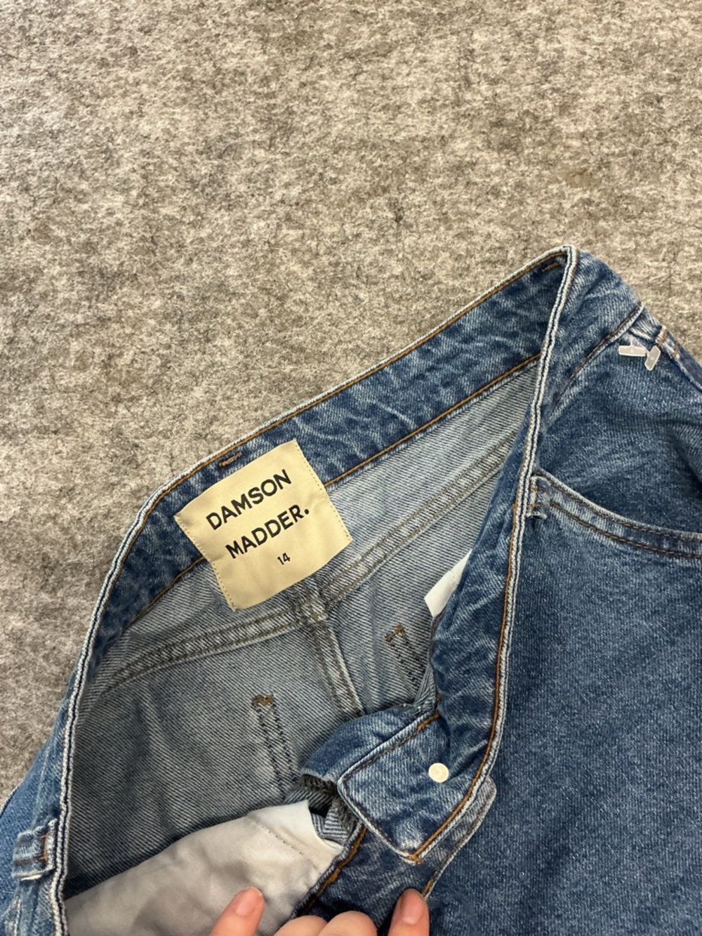Damson Madder Medium Blue Denim Wide Leg Jeans Size 14 - Picture 2 of 6